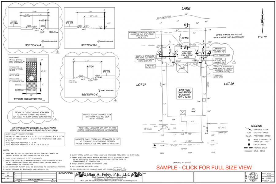 Pool site plan submittal.