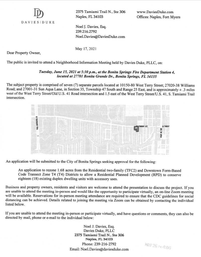 Picture of sample neighborhood information notice.